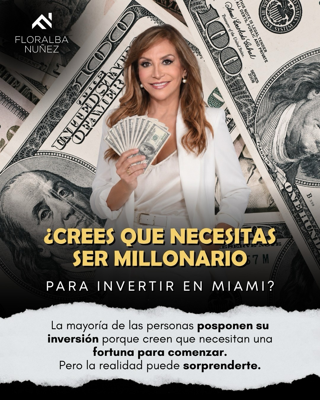 Post educativo de Floralba Núñez: ¿necesitas ser millonario para invertir en Miami?